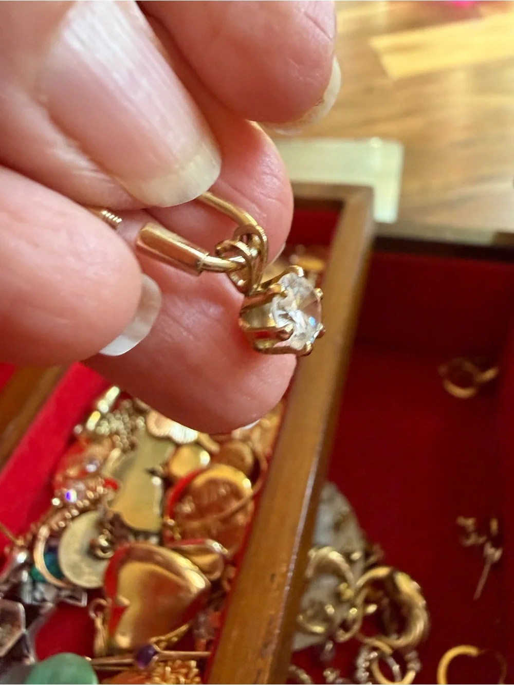 Vintage Gold-filled Diamond CZ Solitaire Pendant